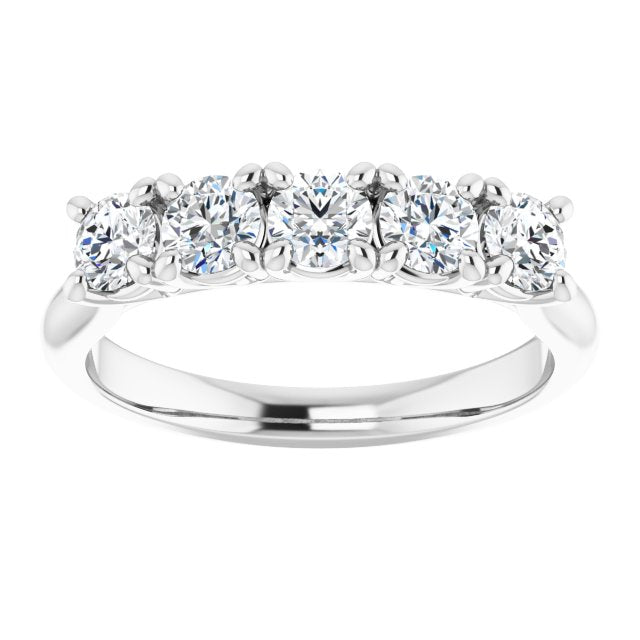 0.85 ct. Round Cut Diamond Wedding Band 5 Stone Anniversary Ring-VIRABYANI